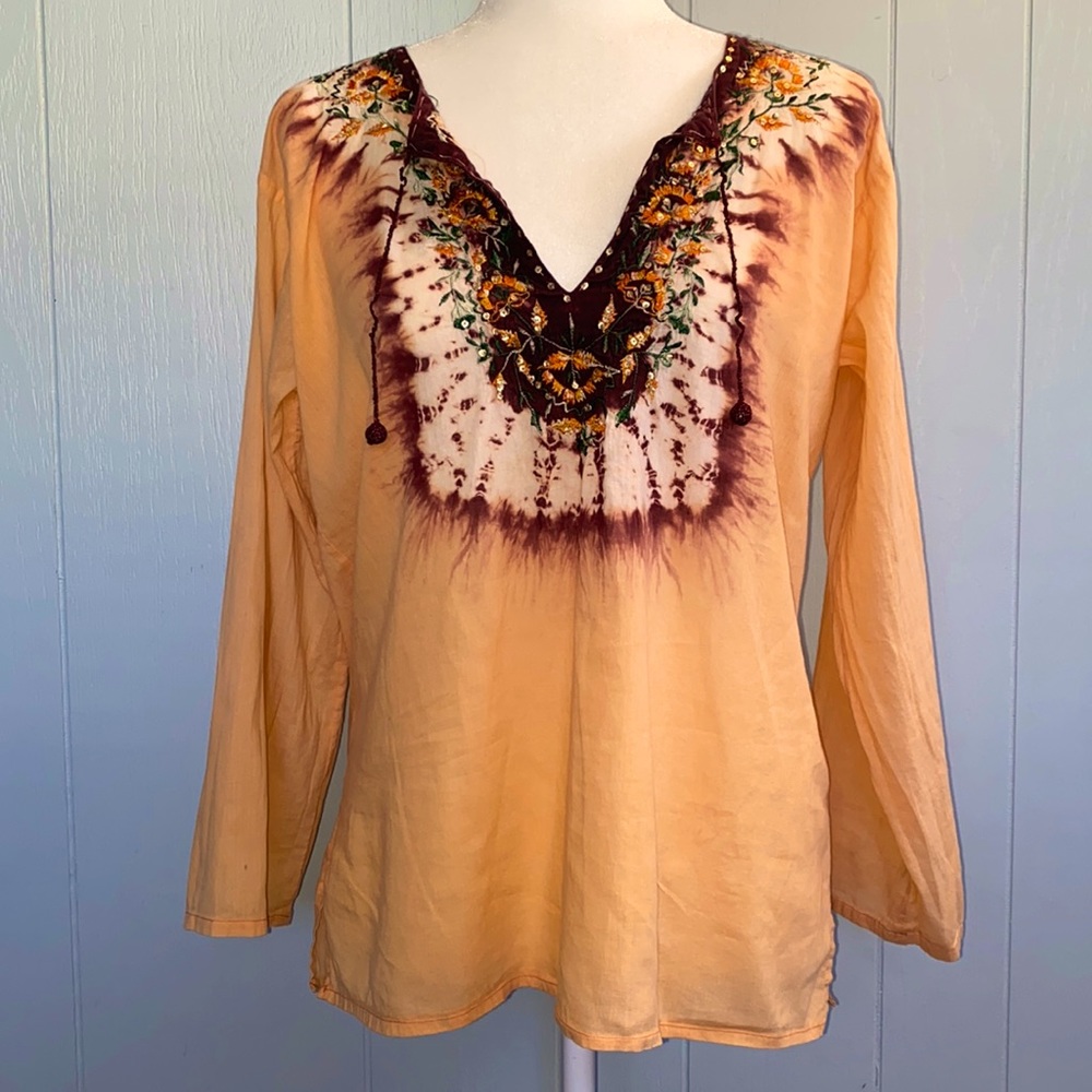 VINTAGE Embroidered Boho Top by Fortune Cookie